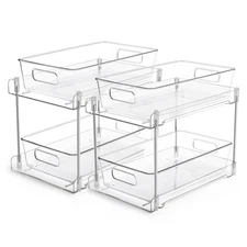 New Vtopmart 2 Tier Bathroom Storage Organizer Pack Clear Under Sink Organizers
