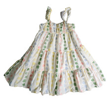 Janie and Jack Flutter Strap Light Ivory 100 Cotton Dress Floral Girls Size 10