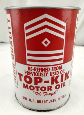 TOP-KIK MOTOR OIL CAN QT 1960'S TALLAHASSEE FL Display Rack Can EMPTY
