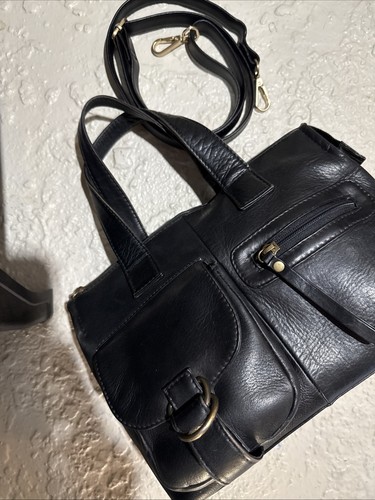 Hobo International Black Leather Shoulder Bag Satchel Detachable Crossbody Strap - Picture 11 of 11