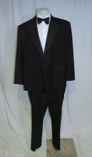 Martin Greenfield Bespoke 2018 Black Barathea One Button Peak Lapel Tuxedo 46R