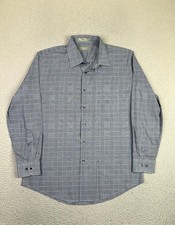 Nordstrom Shirt Mens 16.5 32/33 Gray Plaid Trim Fit Smartcare Wrinkle Free LS