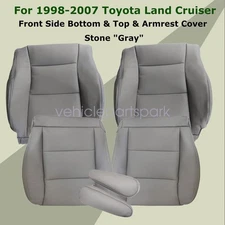 For 1998-2007 Toyota Land Cruiser Front Leather Seat Cover & Armrest Cover Gray
