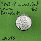 1943-P Lincoln Wheat Cent BU Steel Penny US Coin See Pictures
