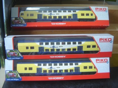 Piko HO 57602 /57603 3-teil. Doppelstockwagen-Set Metronom ''Gebraucht''(614)