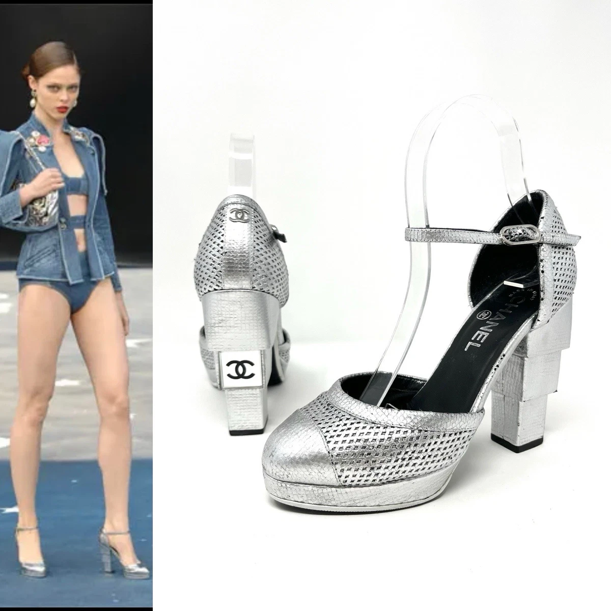 CHANEL Silver Heels for Women for sale | eBay
