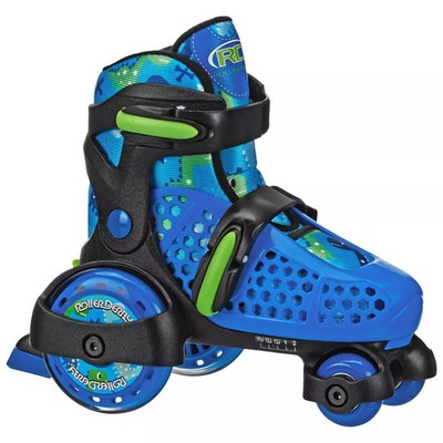 ROLLER DERBY SPORT KIDS' ROLLER SKATE - DINOSAUR  M (11-2) - BLUE/BLACK