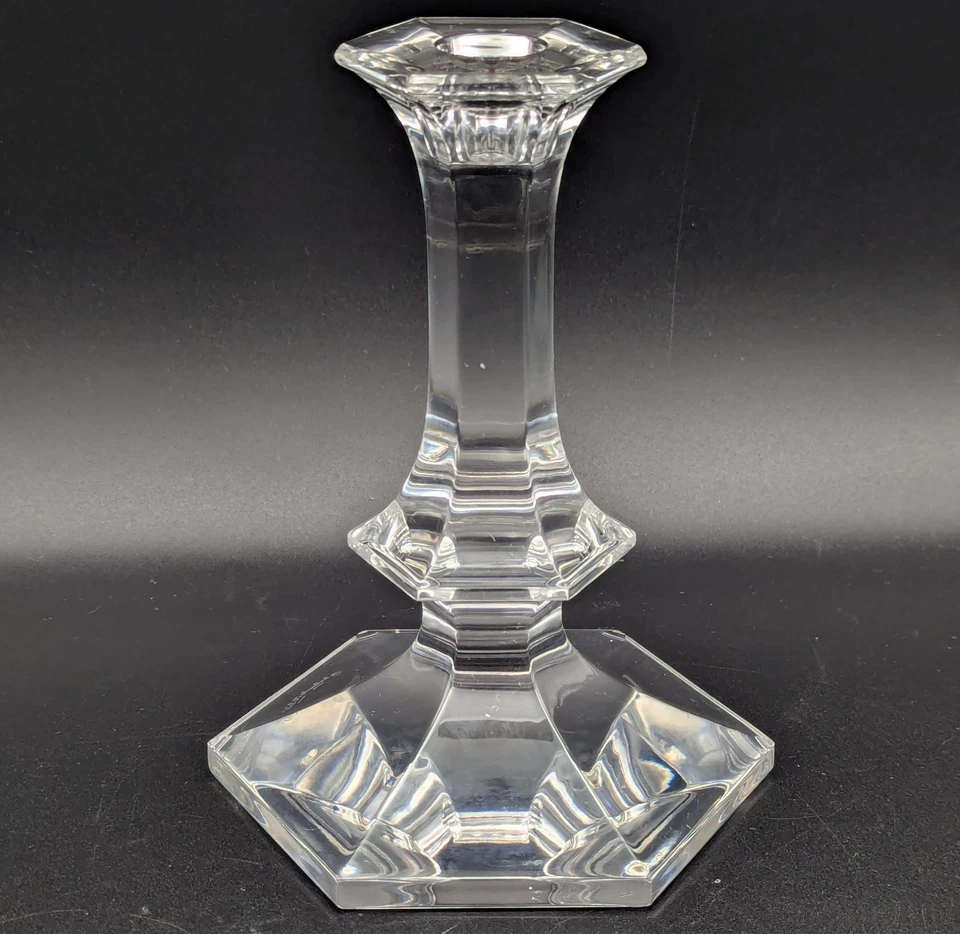 Val St Lambert Crystal Candlestick Holder 7" T ~ Signed Art Glass Taper Candle - Image 3 of 4