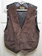VINTAGE SCULLY SUEDE LEATHER AND SATIN BLACK WESTERN COWBOY VEST SIZE MEDIUM