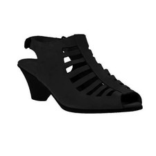Arche Elexor Exor Sandal Black Slingback Peep Toe Nubuck Suede 10 US 41EU