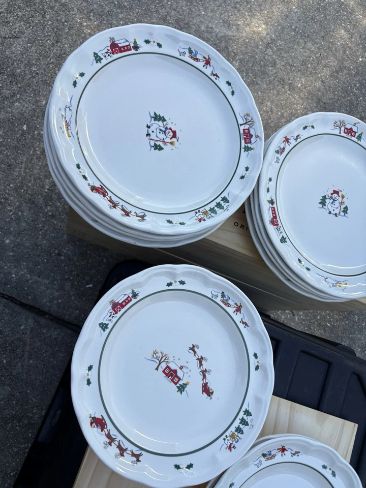 Juego de 6 Platos de Cena Pfaltzgraff Oso de Nieve Navidad Vacaciones 11" LEER Foto 4 de 4