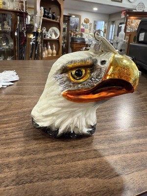 Slavic Treasures Bald Eagle Head Blown Glass Ornament Made In Poland