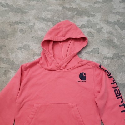 Carhartt Sweatshirt Youth 4 Pink Hooded Pockets Long Sleeve