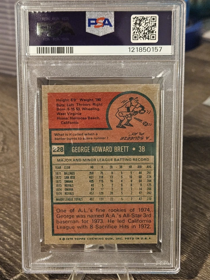 1975 Topps Mini #228 George Brett (RC) PSA 4 VG-EX - Image 2 of 3