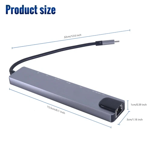 8 in 1 Multiport USB-C Hub Type C To USB 3.0 4K Adapter For Macbook Pro/Air US - Picture 4 of 10
