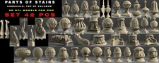 42 PCS 3D STL Models PARTS OF STAIRS for CNC Router 4 AXLE Mill Engraver Carving