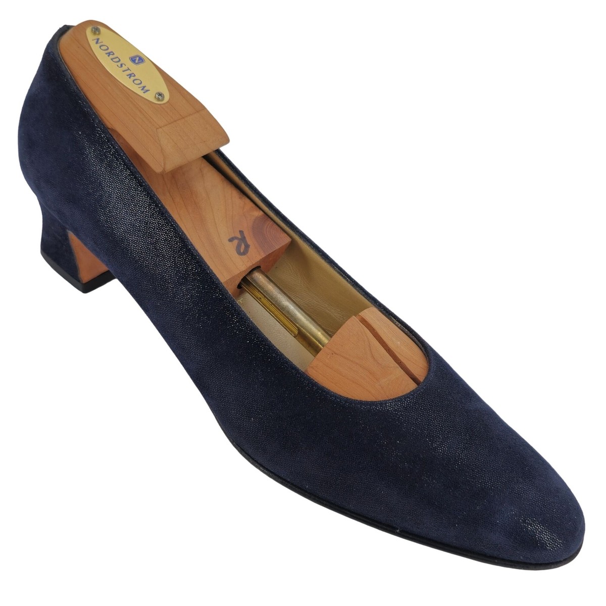Vintage Salvatore Ferragamo Women's Navy Blue Heels Dress