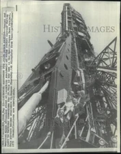 1975 Press Photo Launching Equipment for Soyuz Rocket at Baikonur Cosmodrome