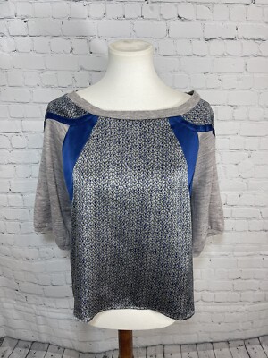 IRO Short Sleeve Blue Gray Top Silk Womens 0 