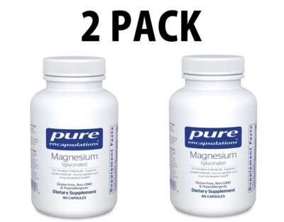 2-Pack Magnesium Glycinate 90 Capsules Hypoallergenic Supplement Non-GMO Pure
