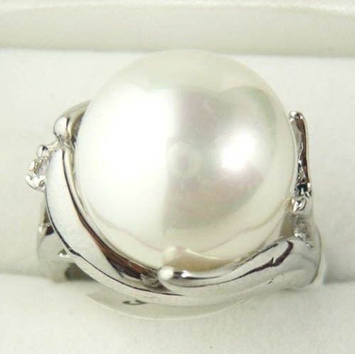 7Colors 14mm South Sea Round Shell Pearl Gemstone Jewelry Ring Size AAA+ - Picture 6 of 8