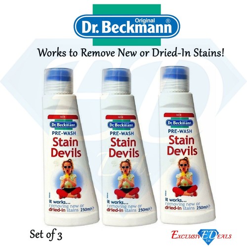 3 x Dr Beckmann PreWash Stain Devils 250ml Very Effective Stain