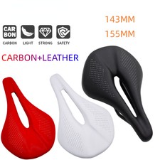 Saddle 143/155MM Bike Saddle Super Light Leather Carbon Cushions Carbon Rails