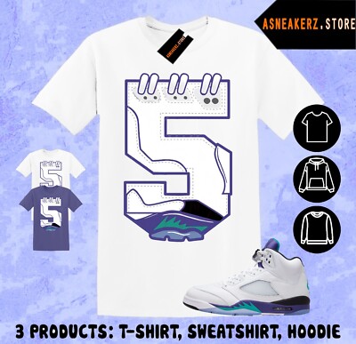 Tee Shirt Matching AJ 5 Grape 2025 Match Sneaker Number 5s Sneakerhead T-Shirt