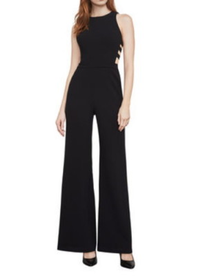 NEW BCBGMAXAZRIA BLACK KARMIN CUTOUT JUMPSUIT DUR9D904/L538A SIZE