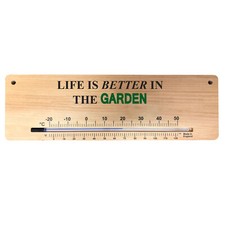 Wooden Wall Thermometer - Life is Better in The Garden- Easy To Hang Shed IN-283