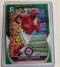 2023 Bowman Chrome #BCP-54- CRISTHIAN VAQUERO Green Shimmer Refractor SP RC #/99