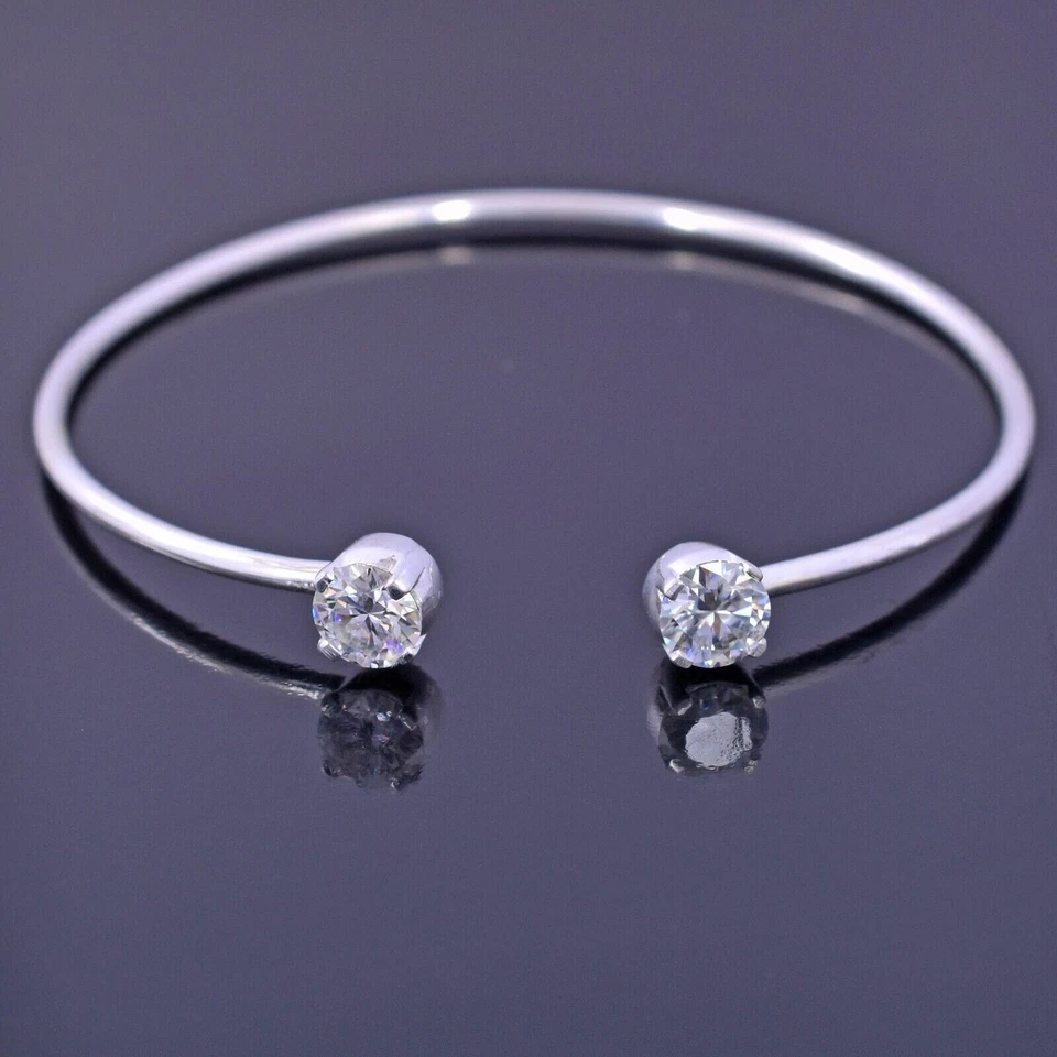 Brazalete solitario diamante blanco roto certificado tratado de 2,20 quilates, plata 925 Foto 3 de 4