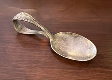Vintage Silvertone Bent Loop Baby Thumb Spoon Community Triple Plate 3.5 Silver