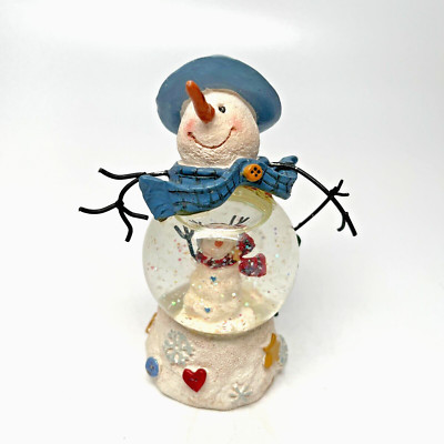 Snowman with Snowglobe Belly, Snowman in a Snowman 4'' Tall, Resin Base