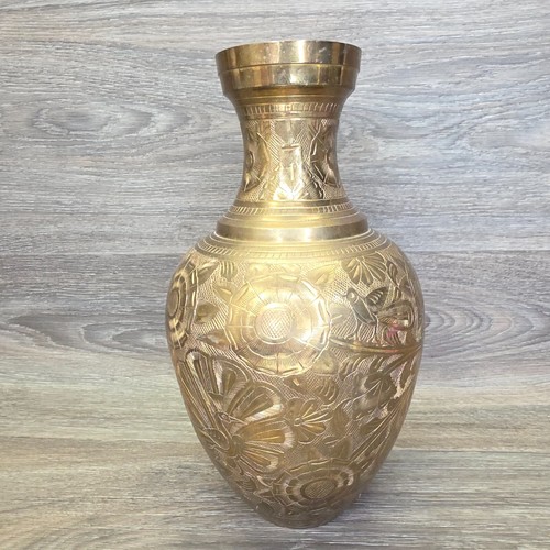 Jarrón antiguo original dorado plata pájaro Oriente Medio flor grabado a mano 10,5 - Imagen 4 de 15
