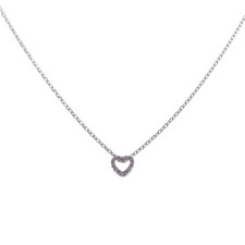 Dainty Mini Heart Necklace, 7mm Cubic Zirconia Heart Charm, .925 Sterling Silver