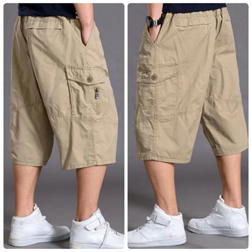 Baumwolle Herren Cargo Shorts Hose Baggy Hose Sommer Locker Oversize Freizeit Gr. - Bild 21 von 29