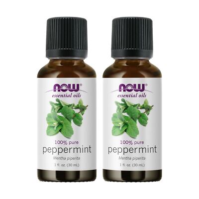 2 x NOW 100% Pure Peppermint Essential Oil 1 oz 30 ml