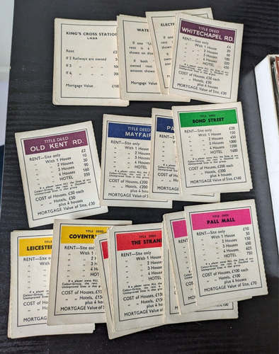 VINTAGE MONOPOLY WW2 1940s WAR TIME PACK - CARD PIECES, WOODEN BUILDINGS 453689 - Picture 11 of 12