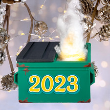 Dumpster Fire 2023 Christmas Ornament Flickering Light - FREE SHIPPING -USA Made
