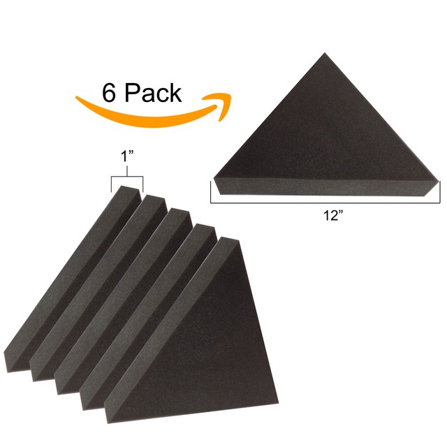 6 PACK Soundproofing Acoustic TRIANGLE Foam Tiles Wall Panels 12" X 12