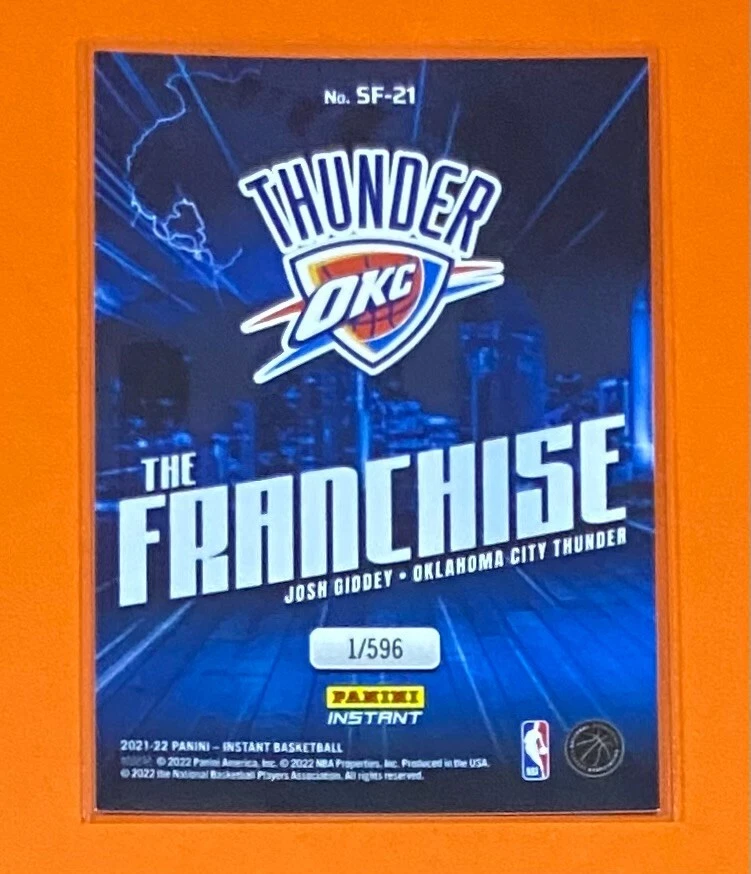2021-22 Panini Instant Josh Giddey THE FRANCHISE 1/596 SP Thunder #SF-21 RC 🔥 - Image 2 of 2