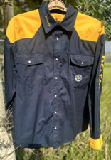Men's Button Down Western Work Shirt XL Color Block Cowboy Rotary Club VTG Pearl