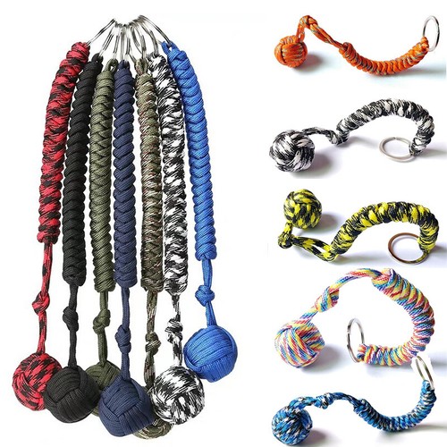 Monkey Keychain Fist Steel Ball Paracord Strength Durable Outdoor Backpack