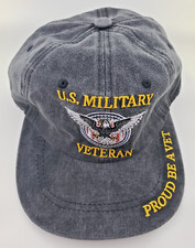 NEW US Military Veteran Adjustable Black Cap "Proud Be A Veteran" FREE SHIP 