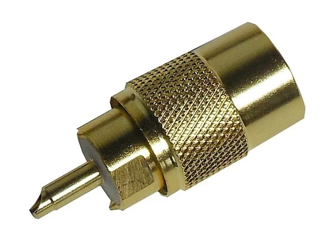 PL-Stecker in Goldoptik- für RG-58 Koaxkabel - für Kabel bis 6mm