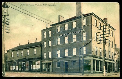 ST. JOHN New Brunswick Postcard 1907 Street View Hotel Dufferin Stores