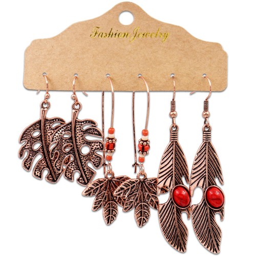 New 3Pair/Set Vintage Bronze Women Multi-styles Drop Dangle Hook Earring Jewelry - Picture 27 of 44