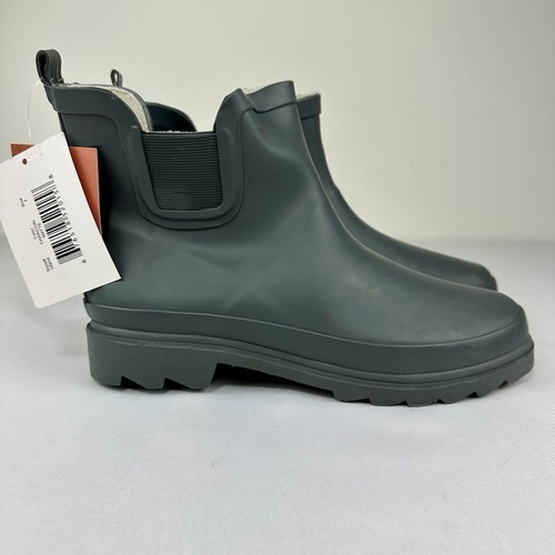 Norty Damen-Stiefeletten Gummi-Regenstiefel Größe 7 matt anthrazit wasserdicht zum Überziehen