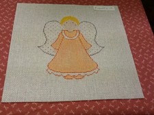 Handpainted Angel Christmas Ornament Needlepoint   Peach  Inst. 18 Canvas  X13